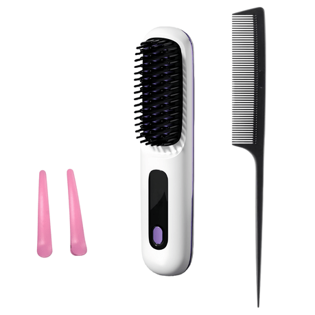 Portable Straightener Brush for Travel – USB Rechargeable 2-in-1 Straightener & Curler - Image 2