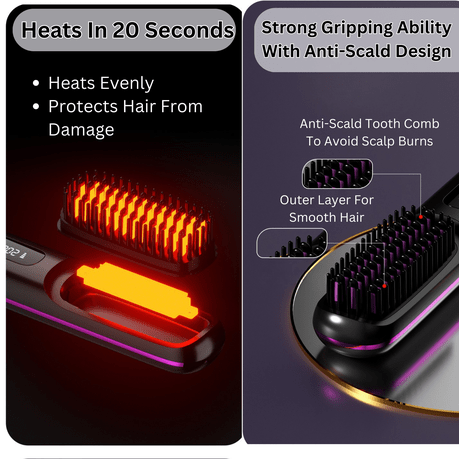 Portable Straightener Brush for Travel – USB Rechargeable 2-in-1 Straightener & Curler - Image 3