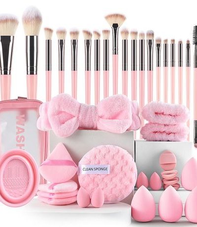 40-Piece Makeup Brush Set – Brown | Complete Makeup Tool Kit
